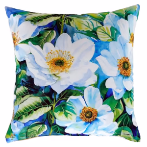 White Anemone Flowers Pillow
