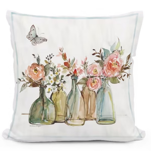 Flowers in Glass Bottles Pillow