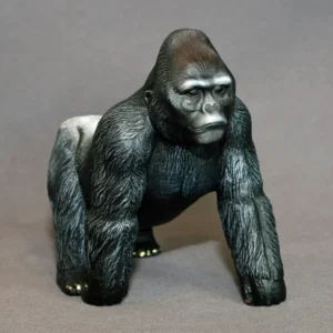 Silverback Gorilla Bronze Sculpture by Barry Stein Sculptures (2 Color Options Available)