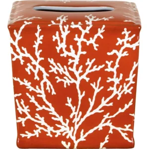 Porcelain Orange Coral Tissue Box