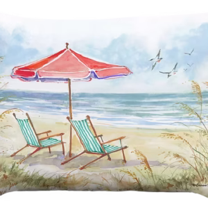 Teal Beach Chairs Pillow