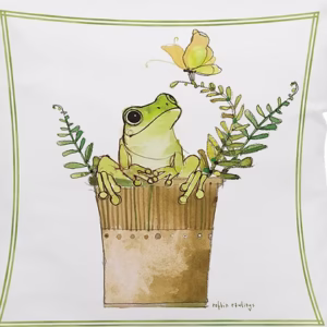 Frog on Pot Pillow