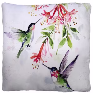 2 Hummingbirds w/ Hanging Plants Pillow