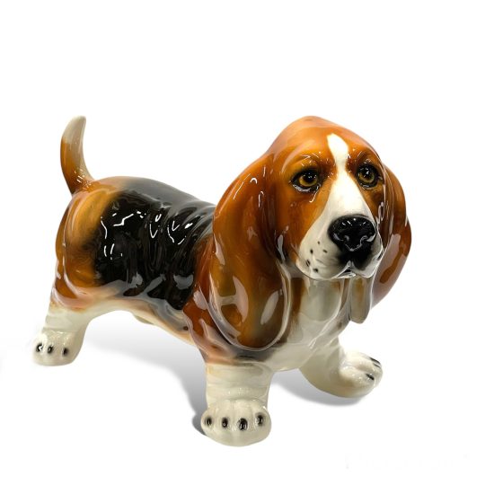 Authentic Italian Ceramic Basset Hound Dog Sculpture