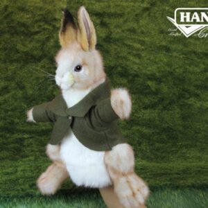 Hansa Bunny Puppet with Green Coat 13"L