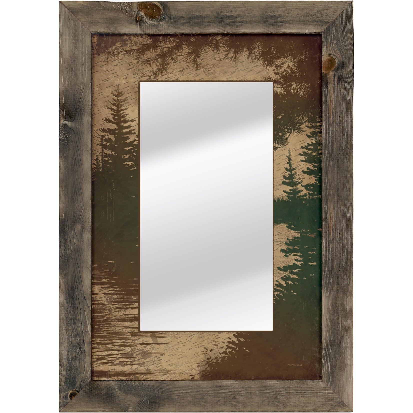 Lake Scene on Birch Bark - Large Decorative Mirror