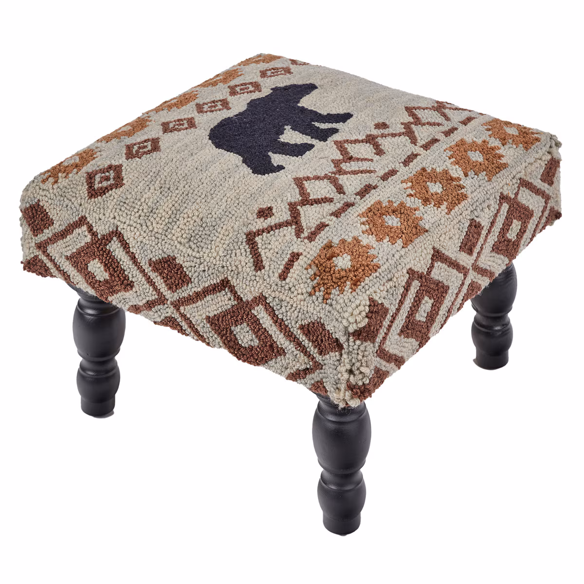 Black Bear Traveler Hooked Stool