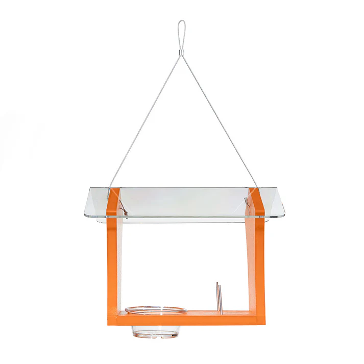 Oriole Bird Feeder in Orange Recycled Plastic