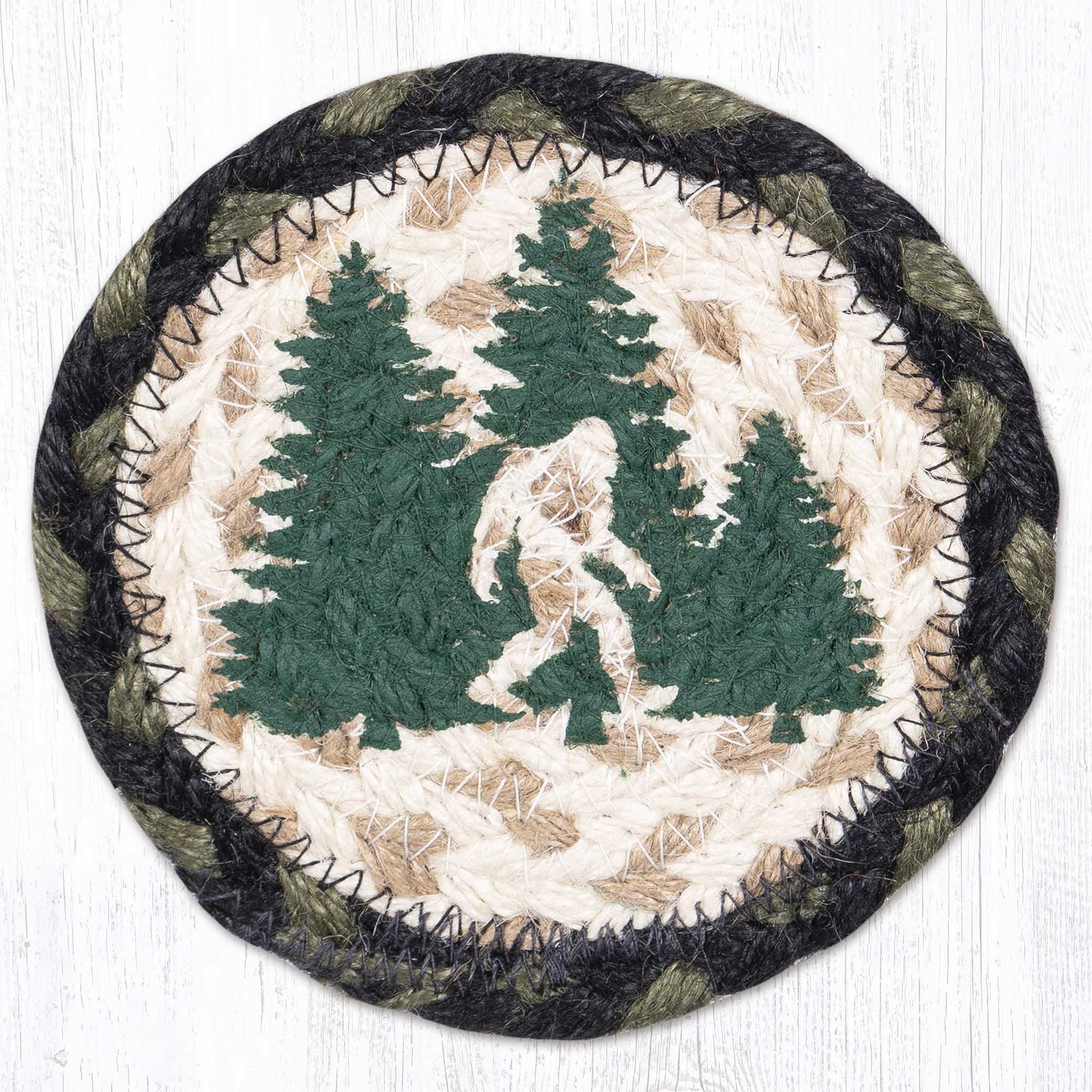 Round Hand Stenciled Coaster with Big Foot Design (Pack of 2)