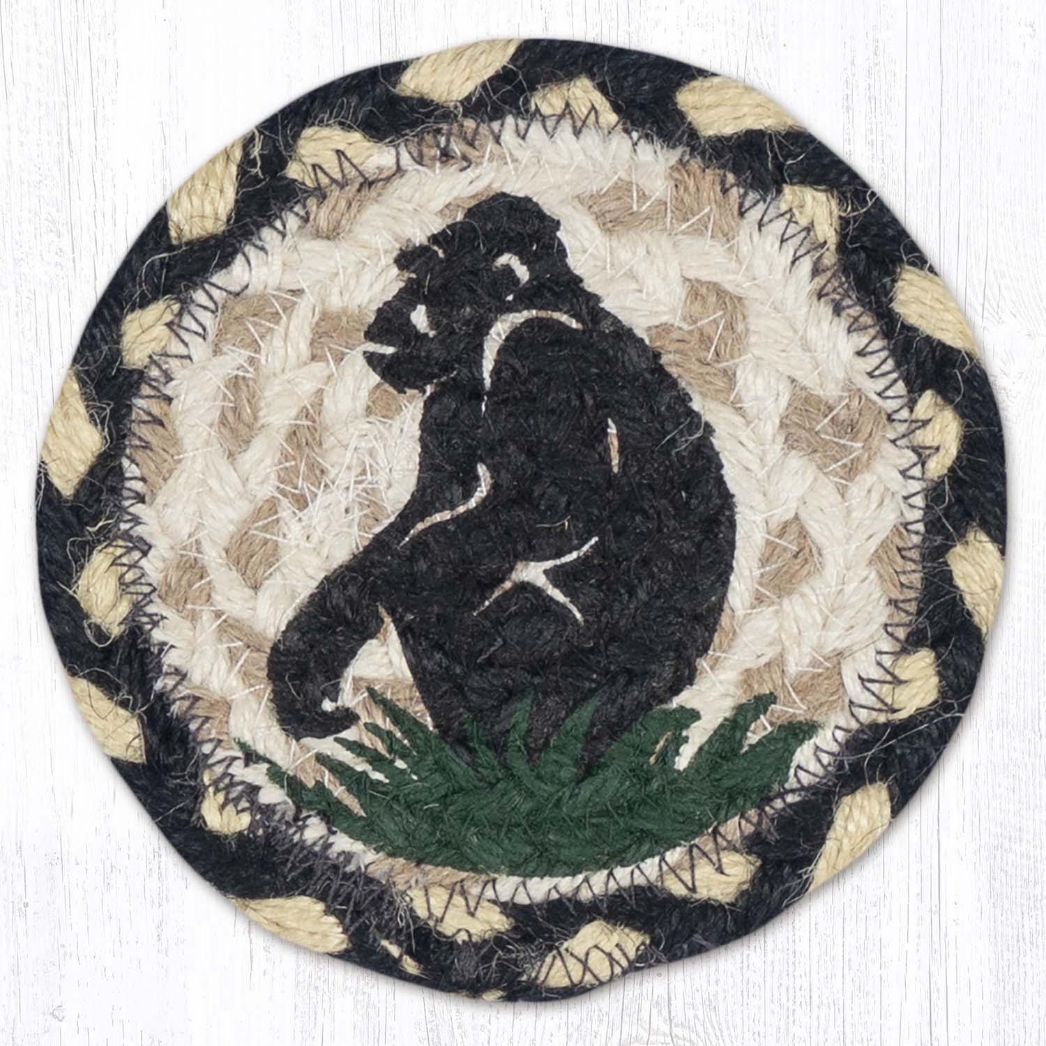 Round Hand Stenciled Coaster with Gorilla Silhouette Design (Pack of 2)