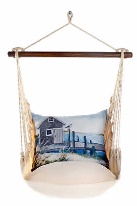 4-Piece Swing Set Magnolia Stripe w/ Boat House Pier Pillow