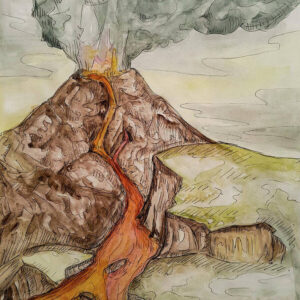 Lava Oozing Volcano Art Print (10.50" x 14.00")