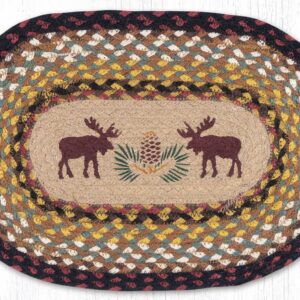 13″x19″ Hand Stenciled Oval Placemat with Moose Pinecone Design