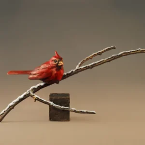 First Snow Cardinal Sculpture by Mark Hopkins
