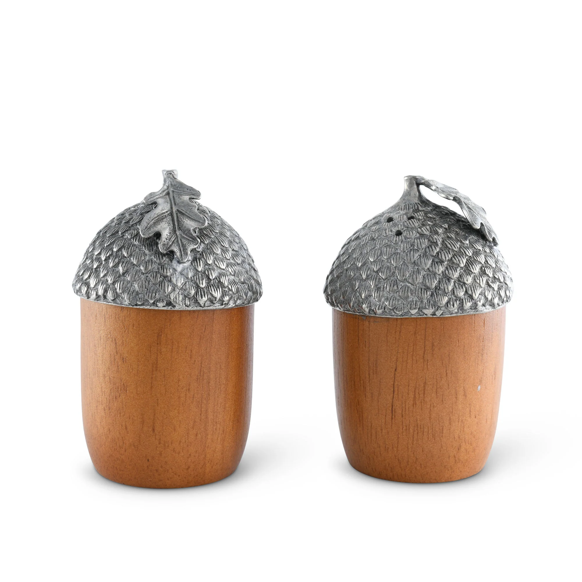 Wood and Pewter Acorns Salt & Pepper Set
