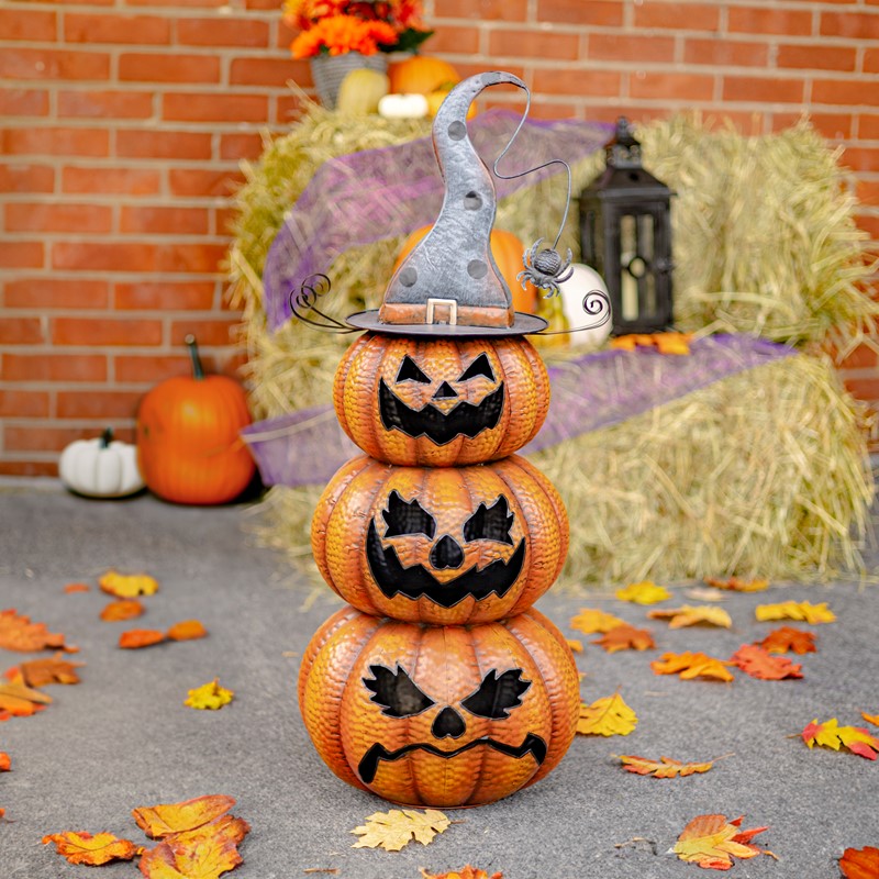 Jack-O-Lantern Iron Totem Pole Halloween Decoration