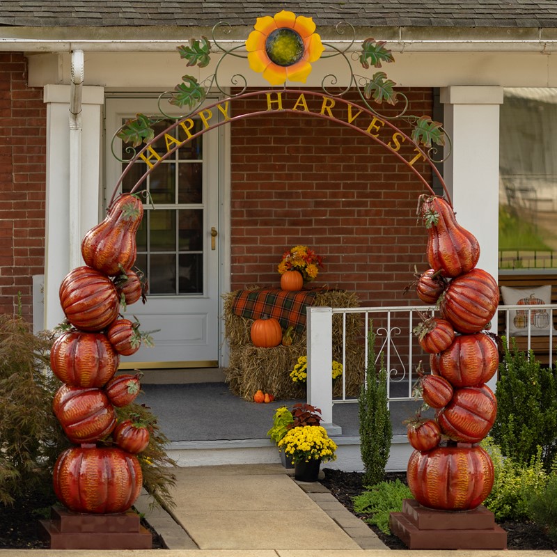 9.7 Ft. Tall Large “Happy Harvest” Arch With Pumpkins