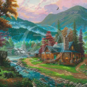 Black Bear Cabin – 24″ x 36″ Limited Edition Canvas