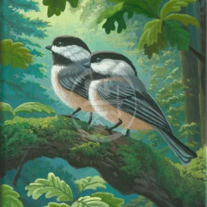 Chickadees in Spring - 12″ x 9″ Limited Edition Canvas