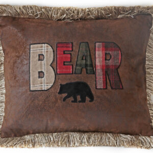 Faux Leather Bear Pillow