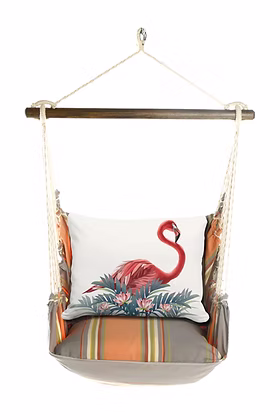 4-Piece Swing Set Serene Sunset w/ Vivid Flamingo Pink Pillow