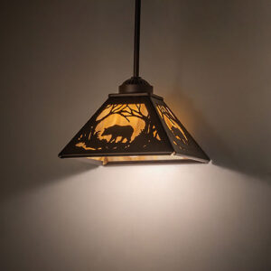 8" Square Bear at Dawn Mini Pendant