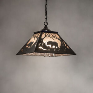 16" Square Bear at Dawn Pendant