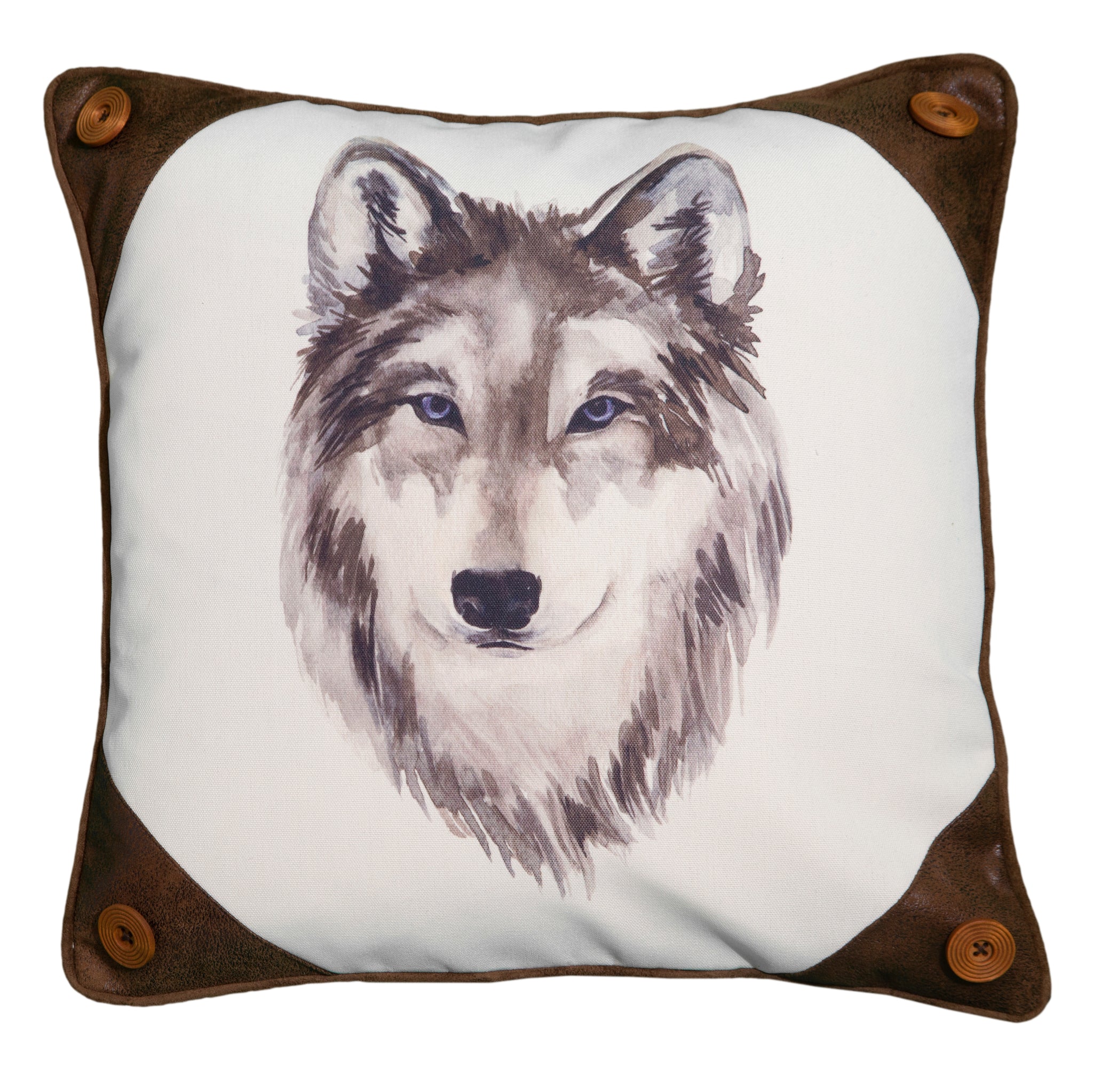 Watercolor Wolf Face Pillow