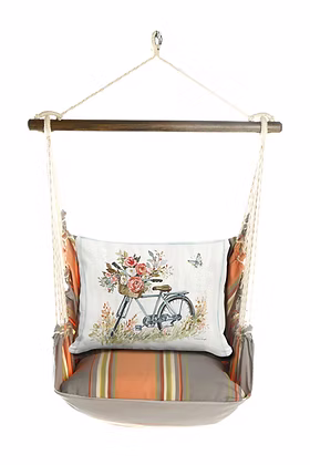 4-Piece Swing Set Serene Sunset w/ Bike with Flower Basket Pillow
