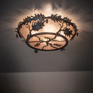23.5" Wide Oak Leaf & Acorn Flushmount