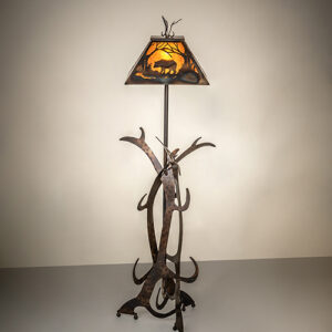 62" High Bear at Dawn Antlers Floor Lamp