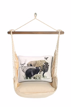 4-Piece Swing Set Magnolia Stripe w/ Wild Animals Pillow