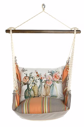 4-Piece Swing Set Serene Sunset w/ Flowers in Glass Bottles Pillow