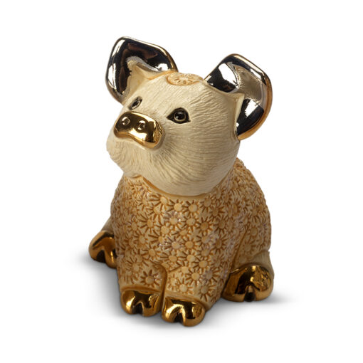 Piglet Sitting Orange Figurine by De Rosa