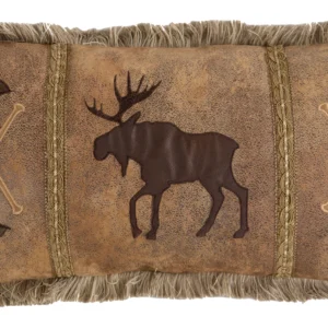 Moose & Canoe Faux Leather Pillow