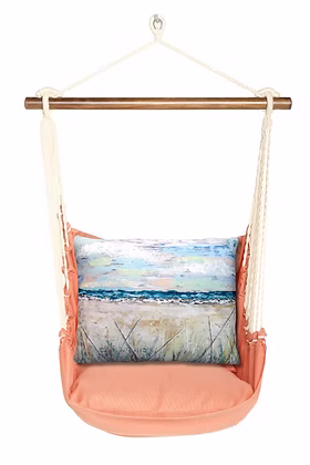 4-Piece Swing Set Living Coral w/ Coastal Landscape 2 Pillow