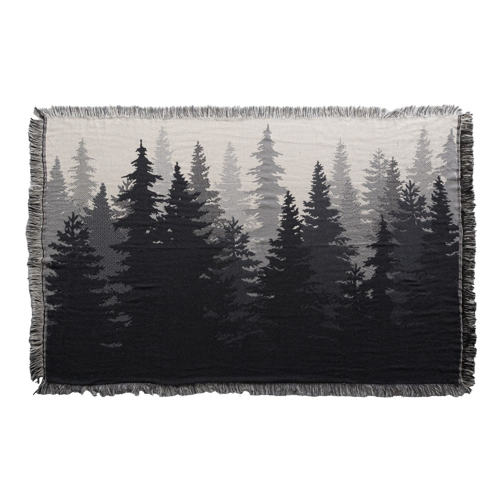 Evergreen Forest Cotton Woven Blanket Throw – Made in the USA (50×60)