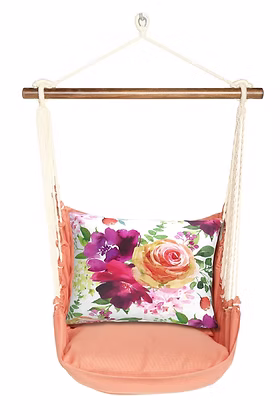 4 Piece Swing Set - Living Coral with Flower Market Pillow