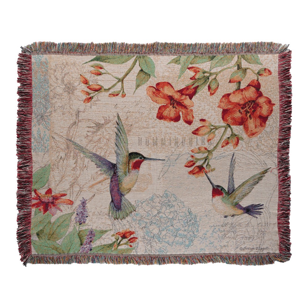 Hummingbirds of Late Summer Cotton Woven Blanket Throw – Made in the USA (50×60)