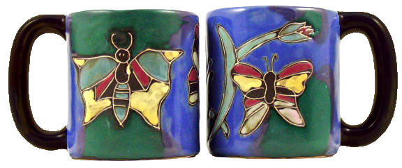 Mara Stoneware 16 Oz. Butterflies Mugs (Set of 2)