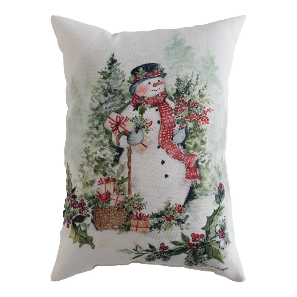 Holly and Pine - Snowman Climaweave Pillow 18" x 13" (Set of 2)
