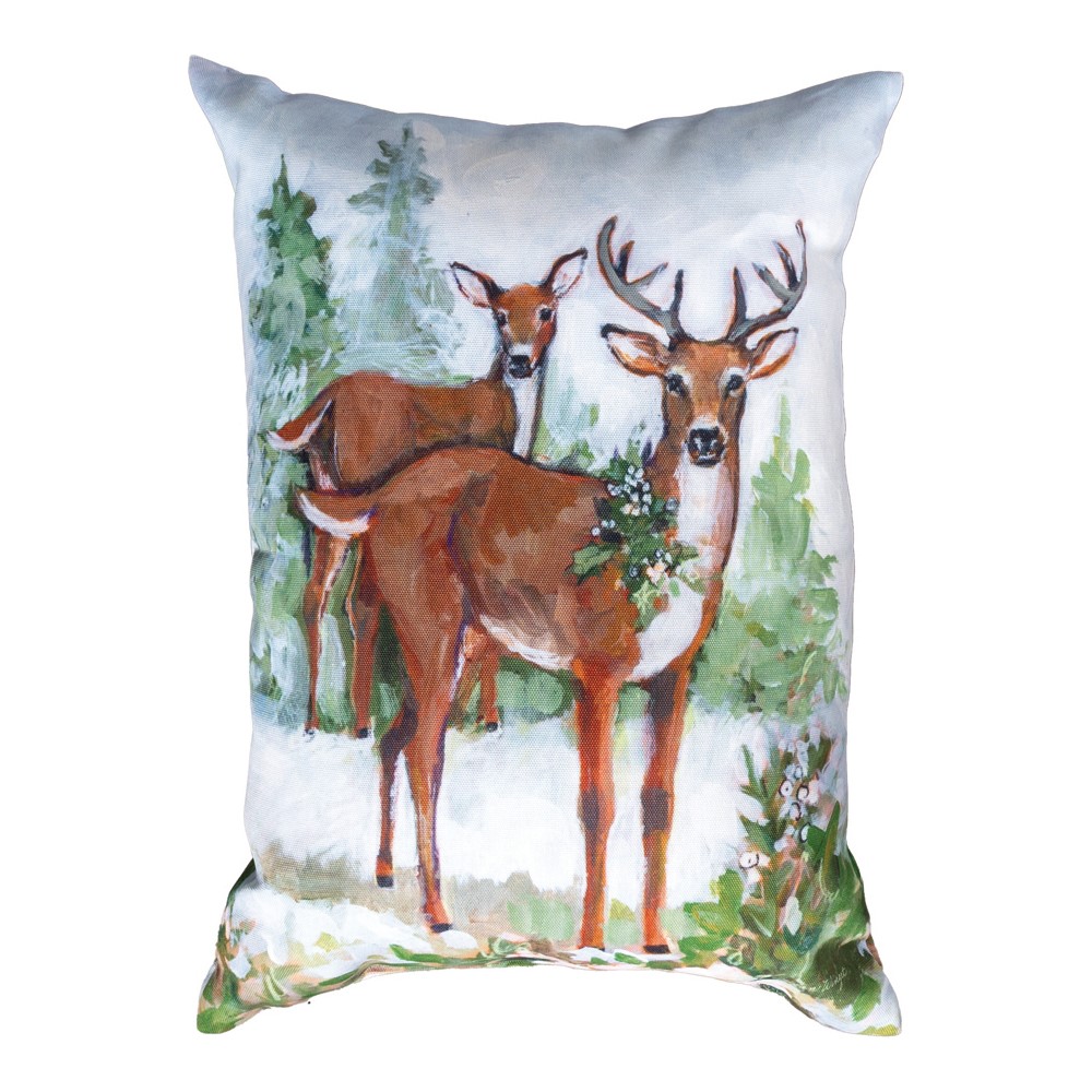 Season's Frost - Two Deer Climaweave Pillow 18″ x 13″ (Set of 2)