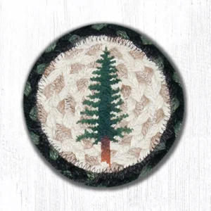 Round Hand Stenciled Coaster with Tall Timbers Design (Pack of 2)