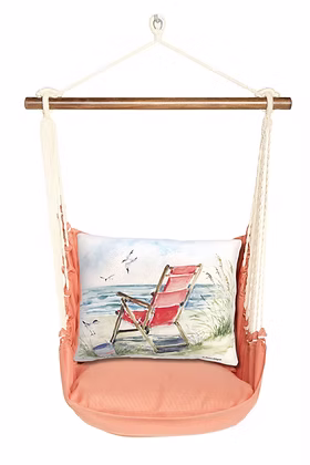 4 Piece Swing Set - Living Coral with Red Beach Chair Pillow