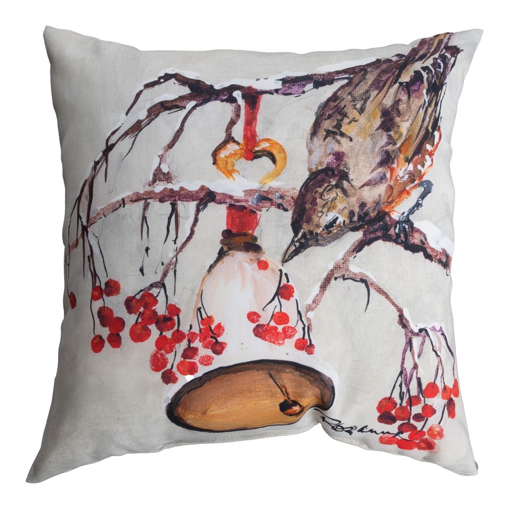 Robin With Bell Climaweave Pillow 18″ x 18″ (Set of 2)