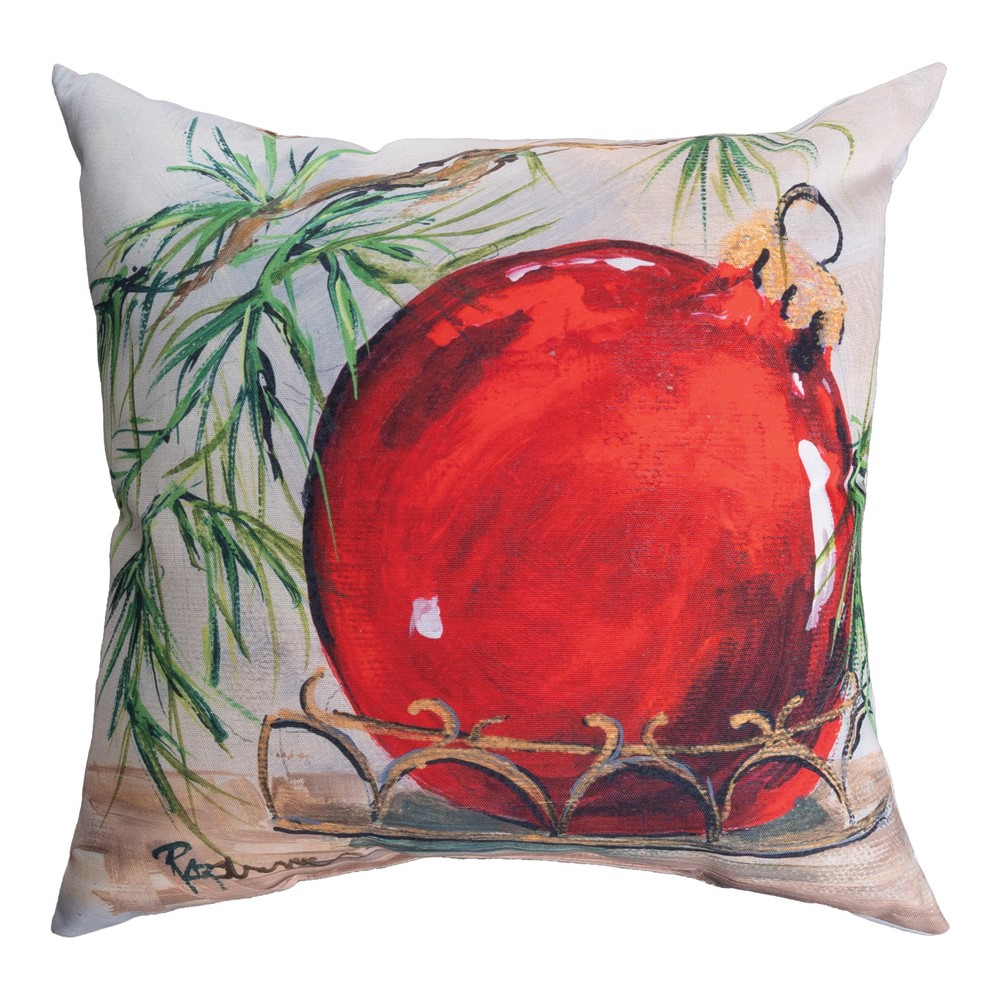 Red Ornament Climaweave Pillow 18″ x 18″ (Set of 2)