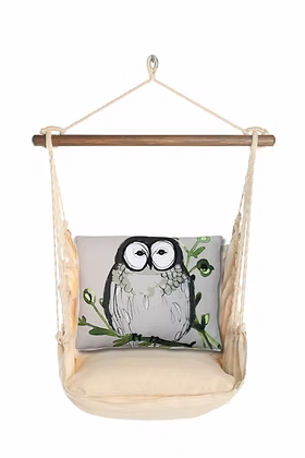4-Piece Swing Set Magnolia Stripe w/ Owl on Green Branch Pillow