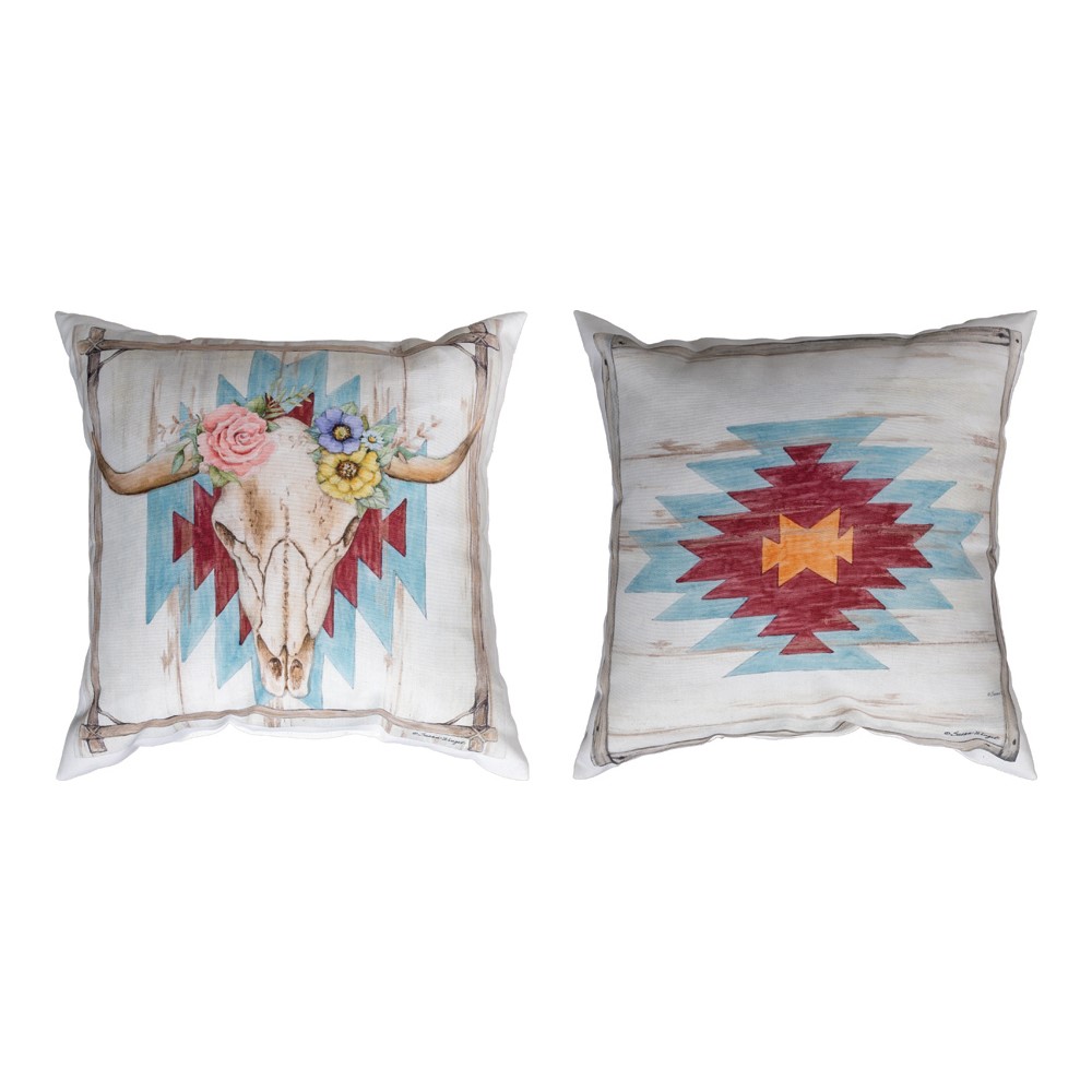 Rosewood Ranch - Cow Skull Climaweave Pillow 18″ x 18″ (Set of 2)