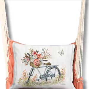 4-Piece Swing Set Living Coral w/ Bike with Flower Basket Pillow