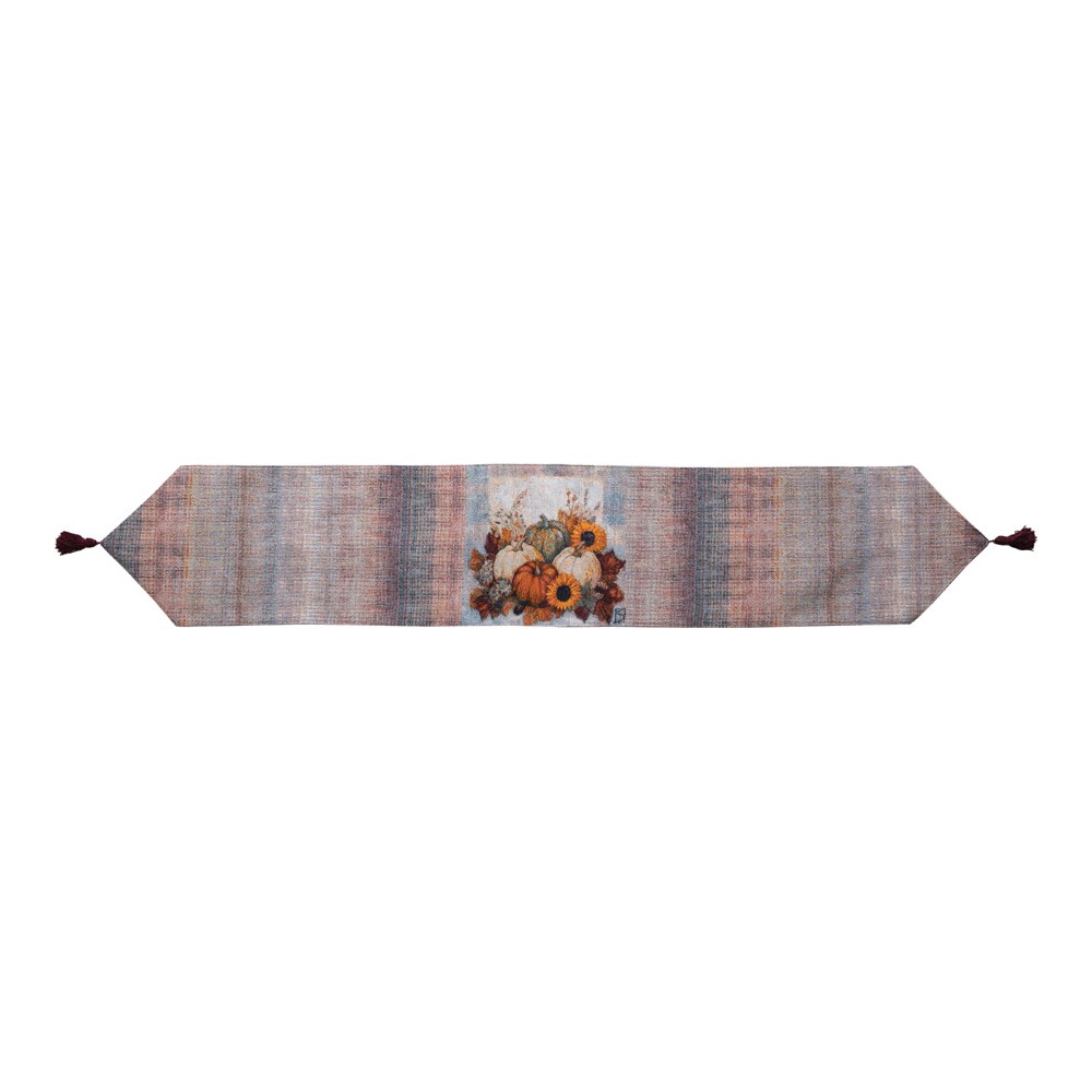 Harvest Time Pumpkins Woven Table Runner 72" x 72"